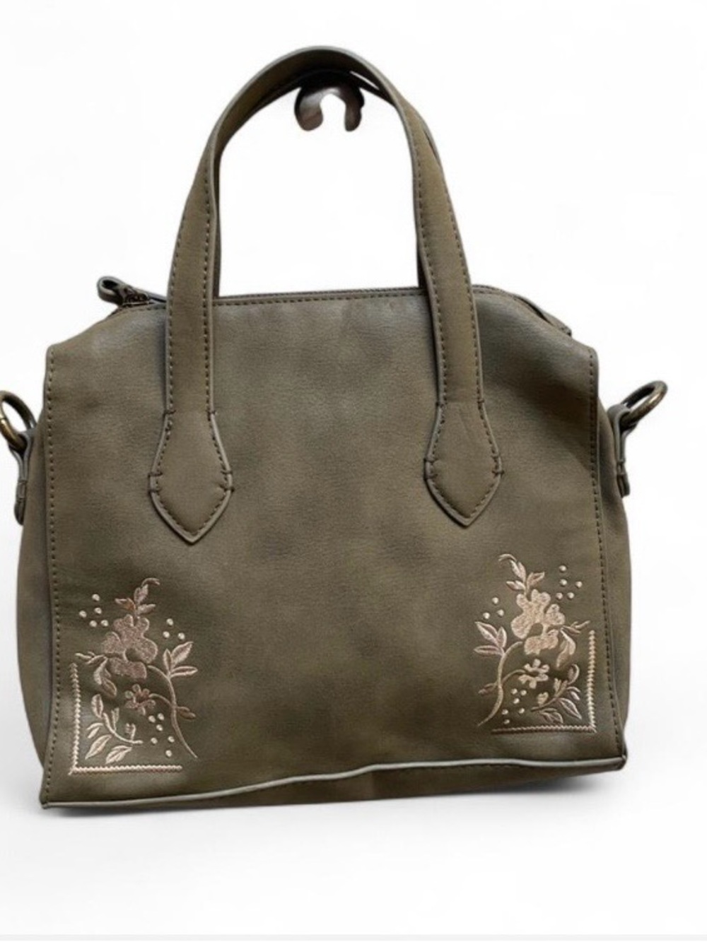 Universal Thread Olive Green Satchel with Floral Embroidery - Picture 2 of 6
